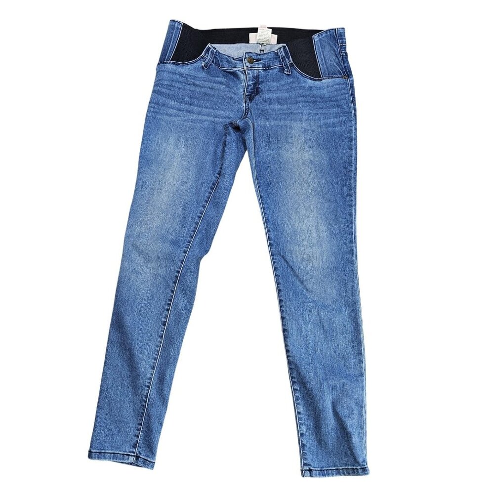 Isabel Maternity Jegging Jeans Womens 2 Blue Med Wash Stretch Side Panels Denim